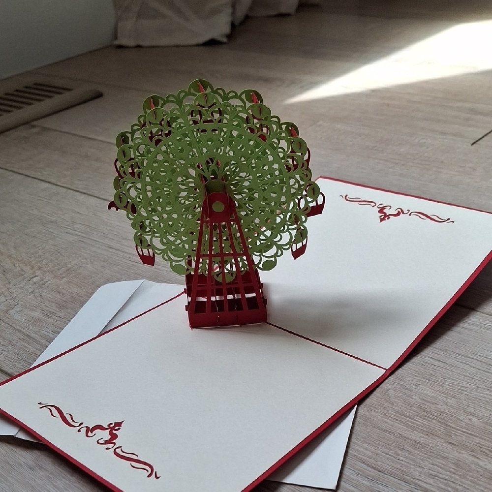 Red Pop-up Ferris Wheel Blank Card with Envelope